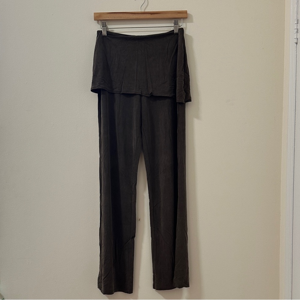 Paloma Wool Wide Leg Foldover Waist Pants in Dark Brown